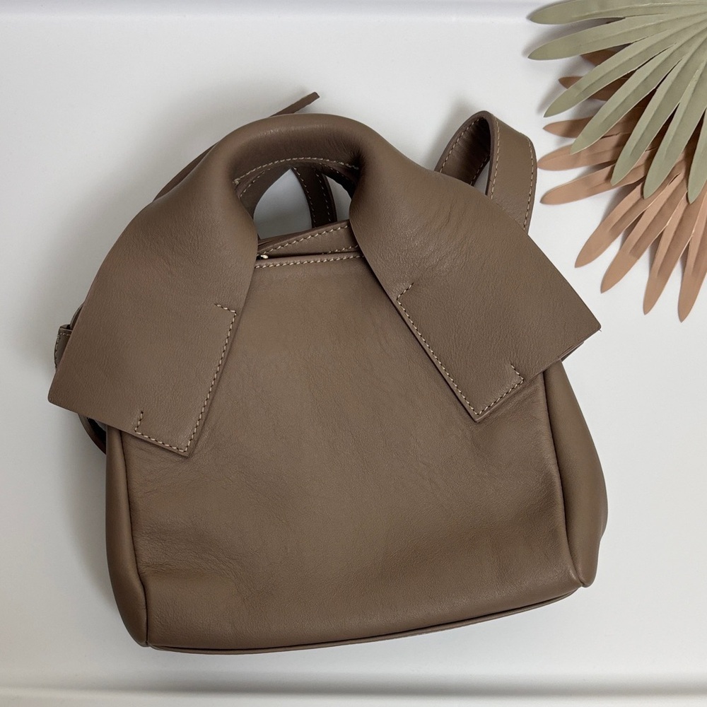 Fausto Santini Evelyn Nappa Mini Leather Handbag in Mushroom